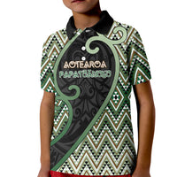 Custom Aotearoa Atua Papatuanuku Kid Polo Shirt Earth Mother Father Koru Patterns