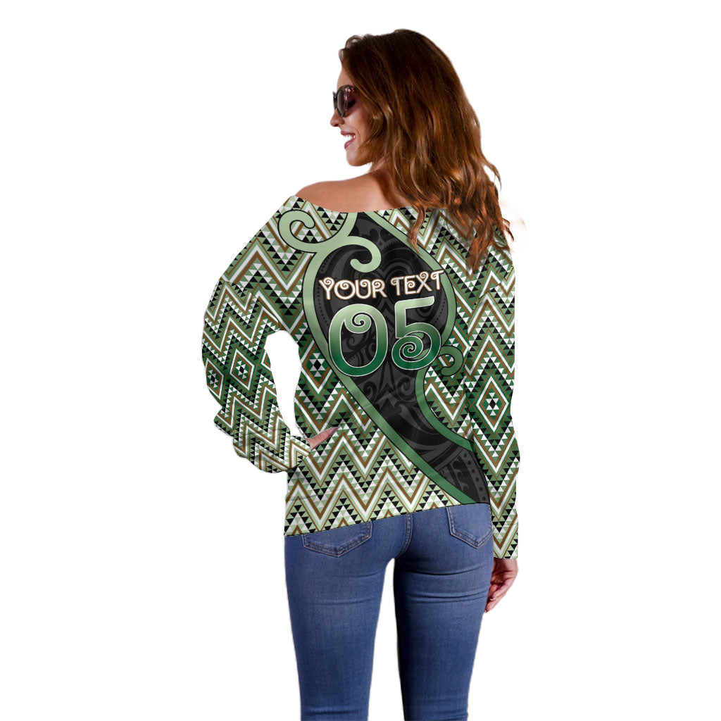 Custom Aotearoa Atua Papatuanuku Off Shoulder Sweater Earth Mother Father Koru Patterns