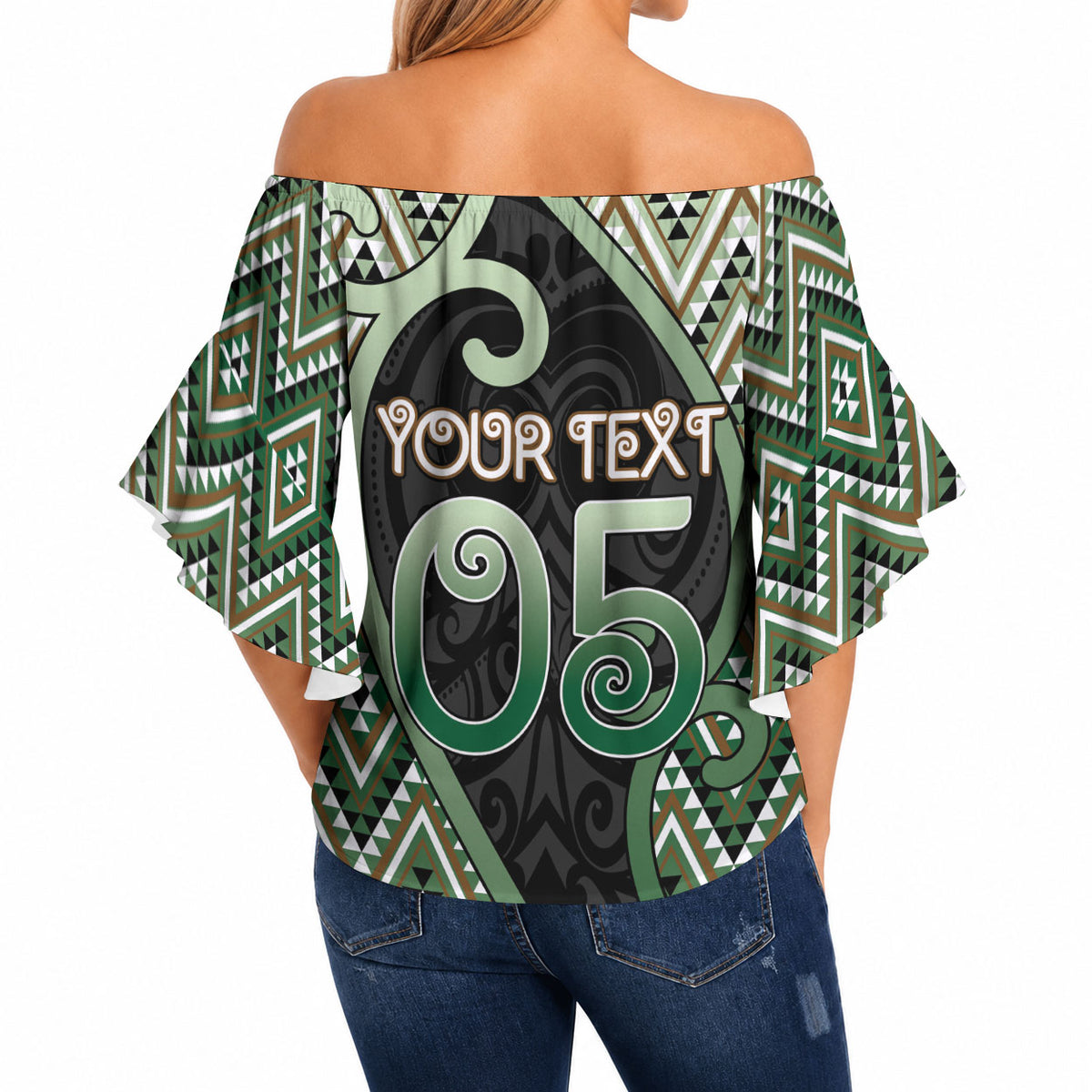 Custom Aotearoa Atua Papatuanuku Off Shoulder Wrap Waist Top Earth Mother Father Koru Patterns