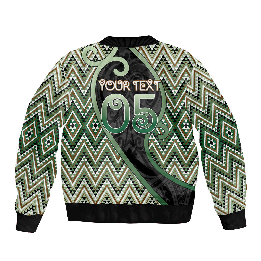 Custom Aotearoa Atua Papatuanuku Sleeve Zip Bomber Jacket Earth Mother Father Koru Patterns