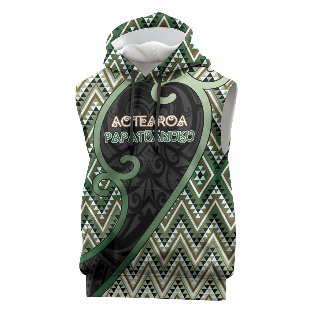 Custom Aotearoa Atua Papatuanuku Sleeveless Hoodie Earth Mother Father Koru Patterns