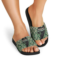 Aotearoa Atua Papatuanuku Slide Sandals Earth Mother Father Koru Patterns