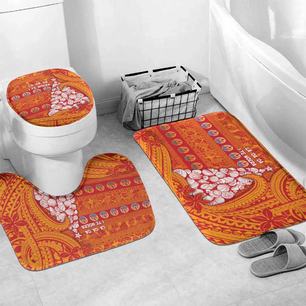 French Polynesia Christmas Bathroom Set Seashell Xmas Tree Tribal Waves - Polynesian Pride