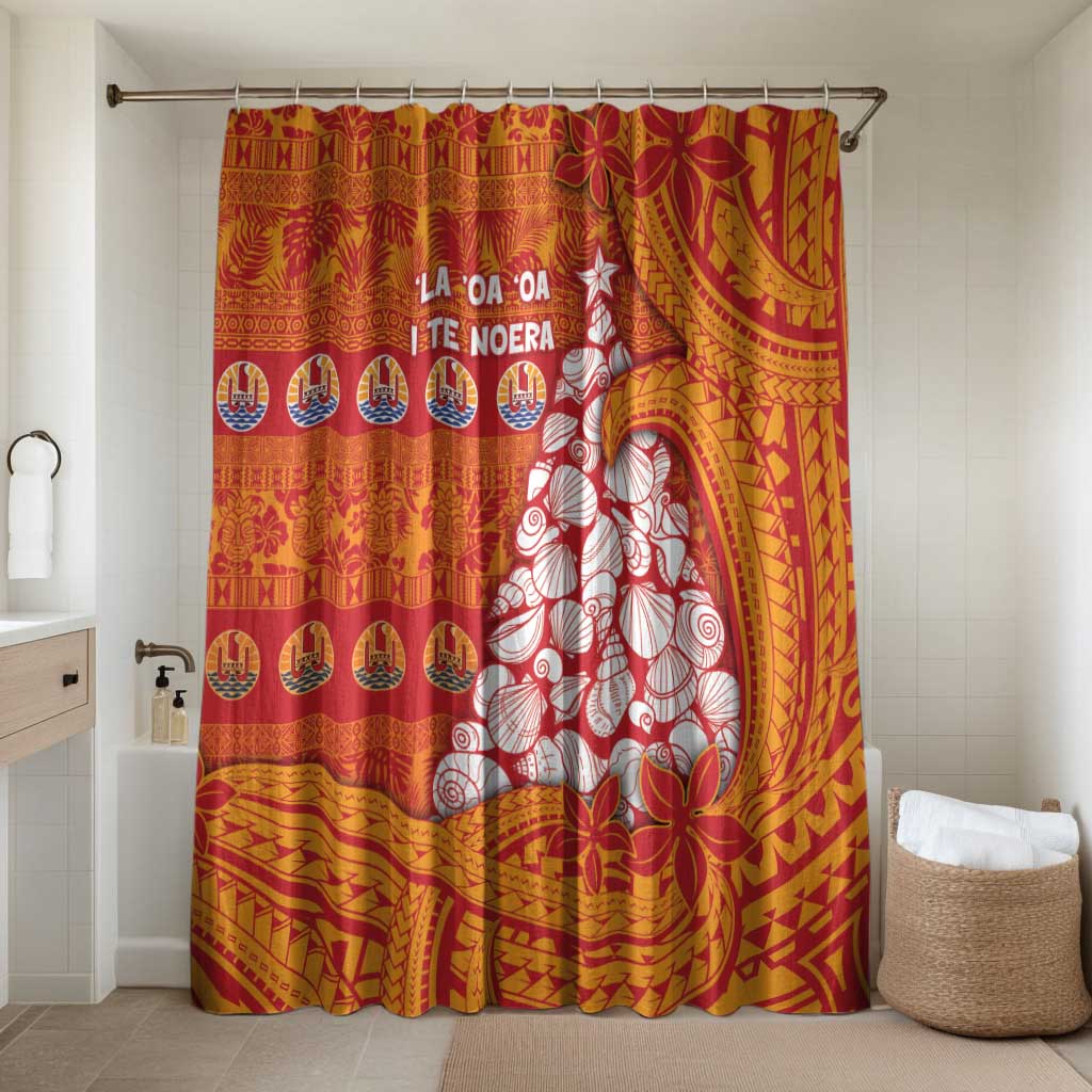 French Polynesia Christmas Bathroom Set Seashell Xmas Tree Tribal Waves - Polynesian Pride