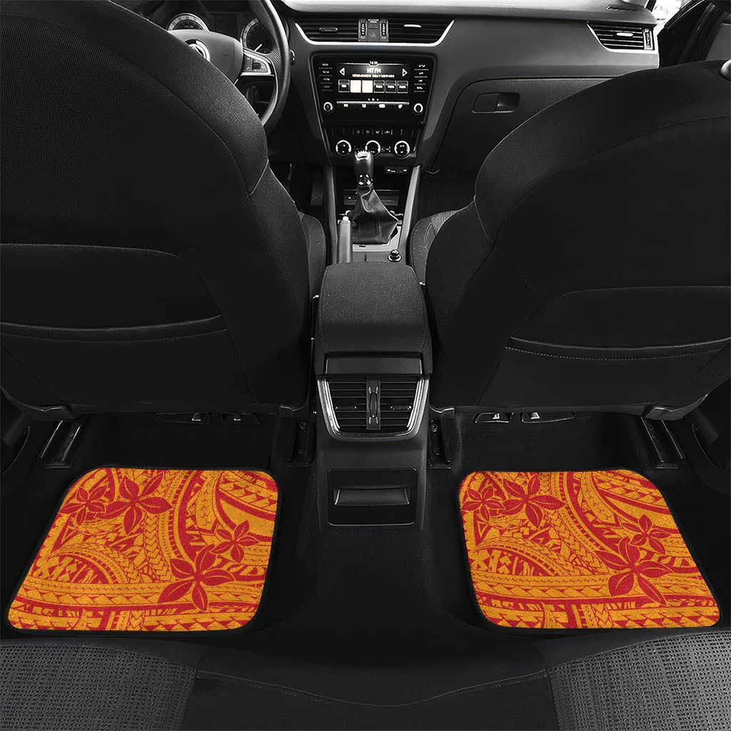 French Polynesia Christmas Car Mats Seashell Xmas Tree Tribal Waves DT05 Set 2pcs - Back Orange - Polynesian Pride