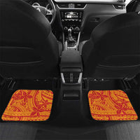 French Polynesia Christmas Car Mats Seashell Xmas Tree Tribal Waves DT05 Set 2pcs - Back Orange - Polynesian Pride
