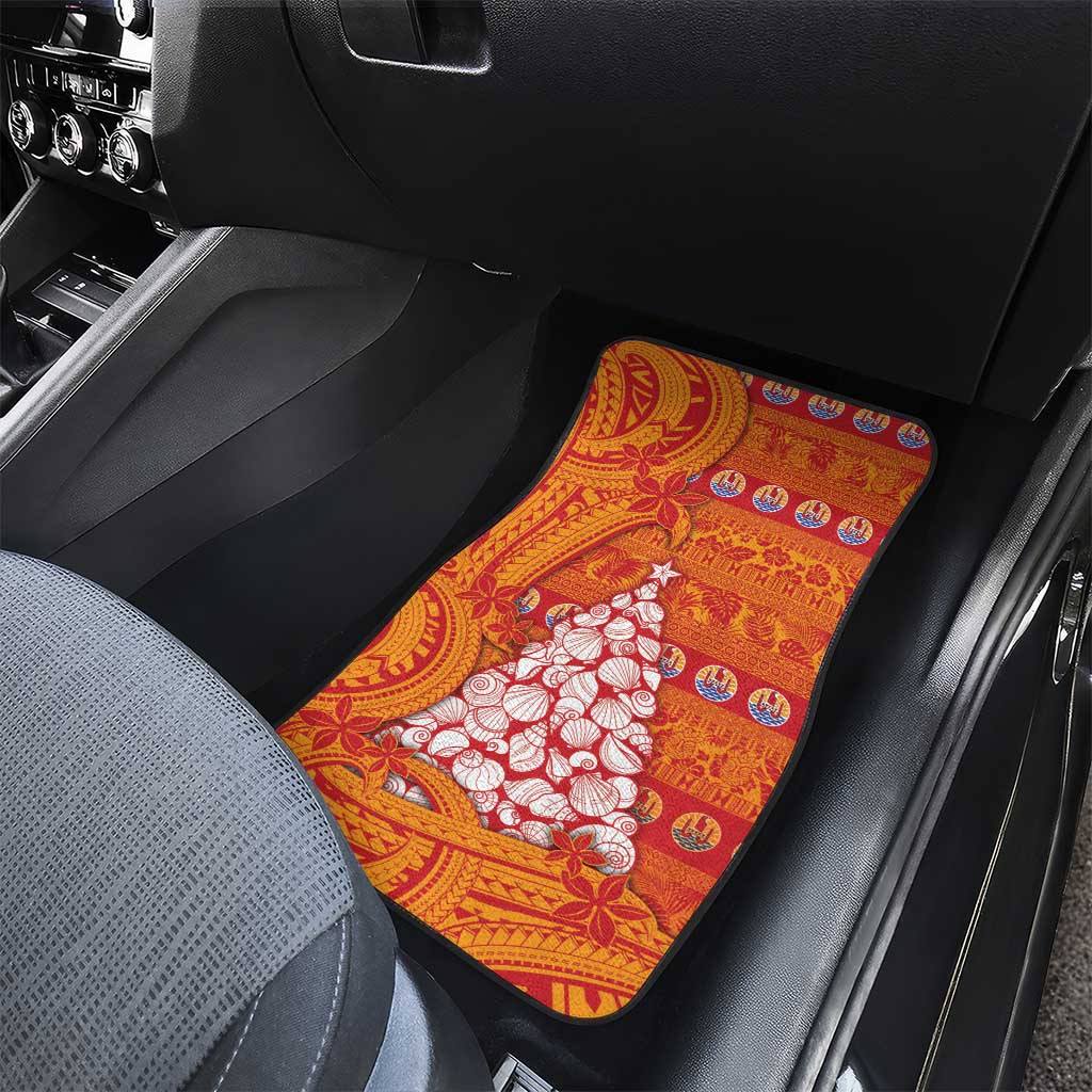 French Polynesia Christmas Car Mats Seashell Xmas Tree Tribal Waves DT05 - Polynesian Pride