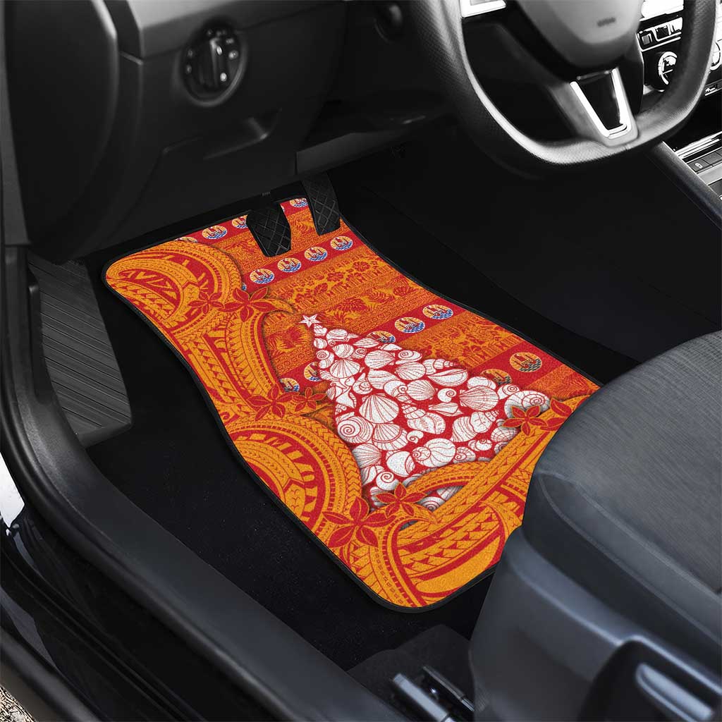 French Polynesia Christmas Car Mats Seashell Xmas Tree Tribal Waves DT05 - Polynesian Pride