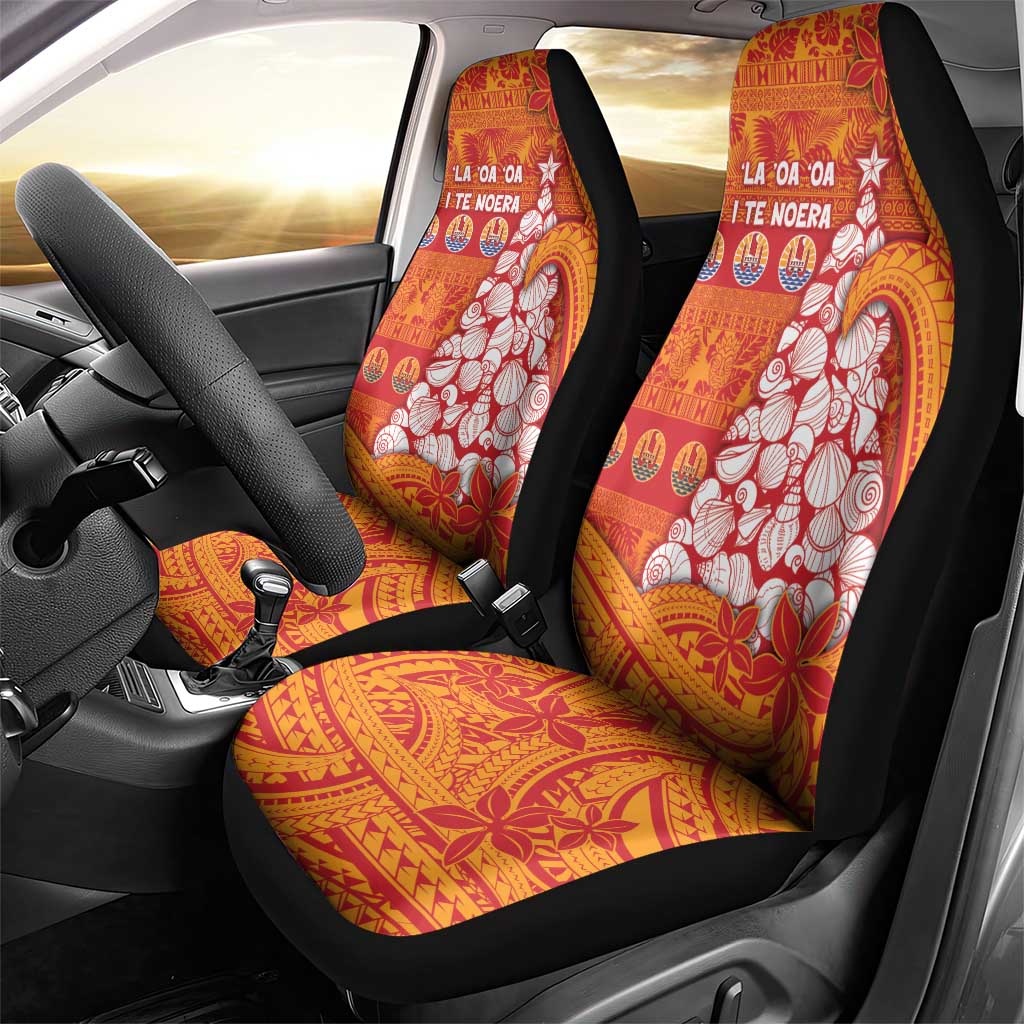 French Polynesia Christmas Car Seat Cover Seashell Xmas Tree Tribal Waves DT05 - Polynesian Pride