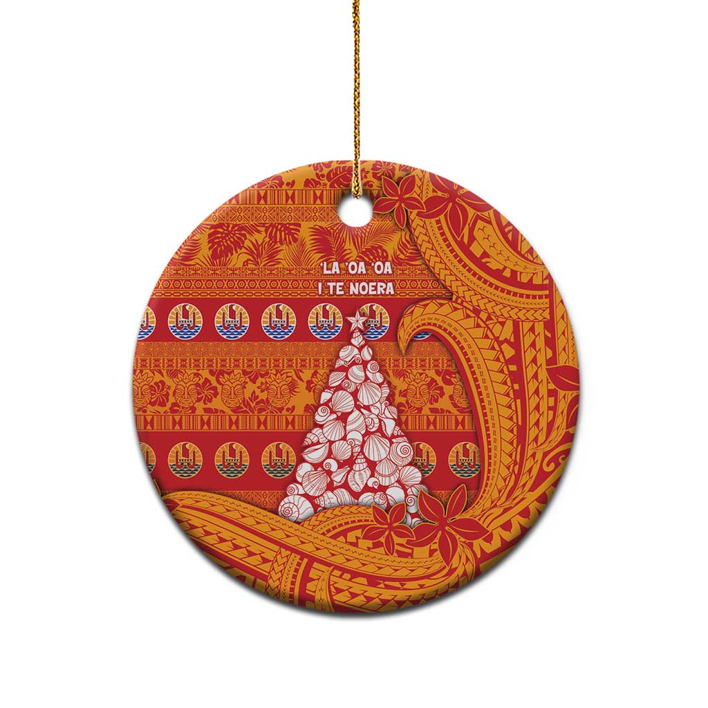 French Polynesia Christmas Ceramic Ornament Seashell Xmas Tree Tribal Waves - Polynesian Pride