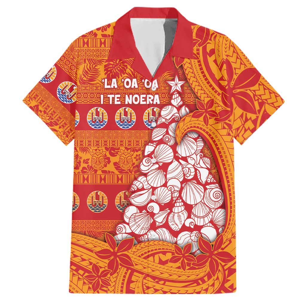 French Polynesia Christmas Family Matching Puletasi and Hawaiian Shirt Seashell Xmas Tree Tribal Waves - Polynesian Pride