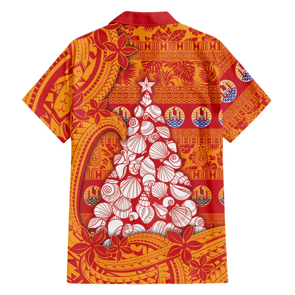 French Polynesia Christmas Family Matching Puletasi and Hawaiian Shirt Seashell Xmas Tree Tribal Waves - Polynesian Pride