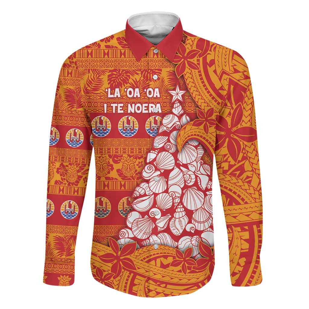 French Polynesia Christmas Family Matching Puletasi and Hawaiian Shirt Seashell Xmas Tree Tribal Waves - Polynesian Pride