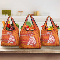 French Polynesia Christmas Grocery Bag Seashell Xmas Tree Tribal Waves DT05 3-pack One Size Orange - Polynesian Pride