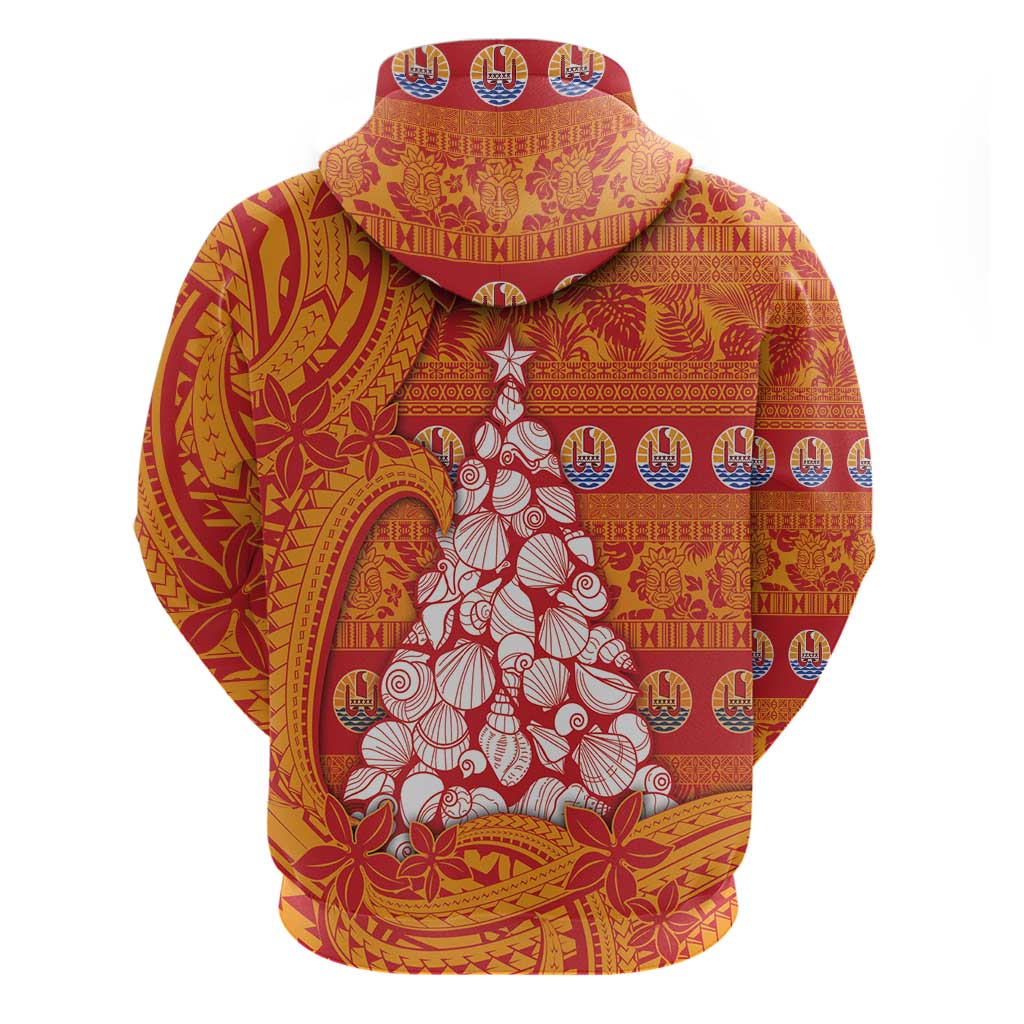 French Polynesia Christmas Hoodie Seashell Xmas Tree Tribal Waves DT05 - Polynesian Pride