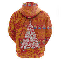 French Polynesia Christmas Hoodie Seashell Xmas Tree Tribal Waves DT05 - Polynesian Pride