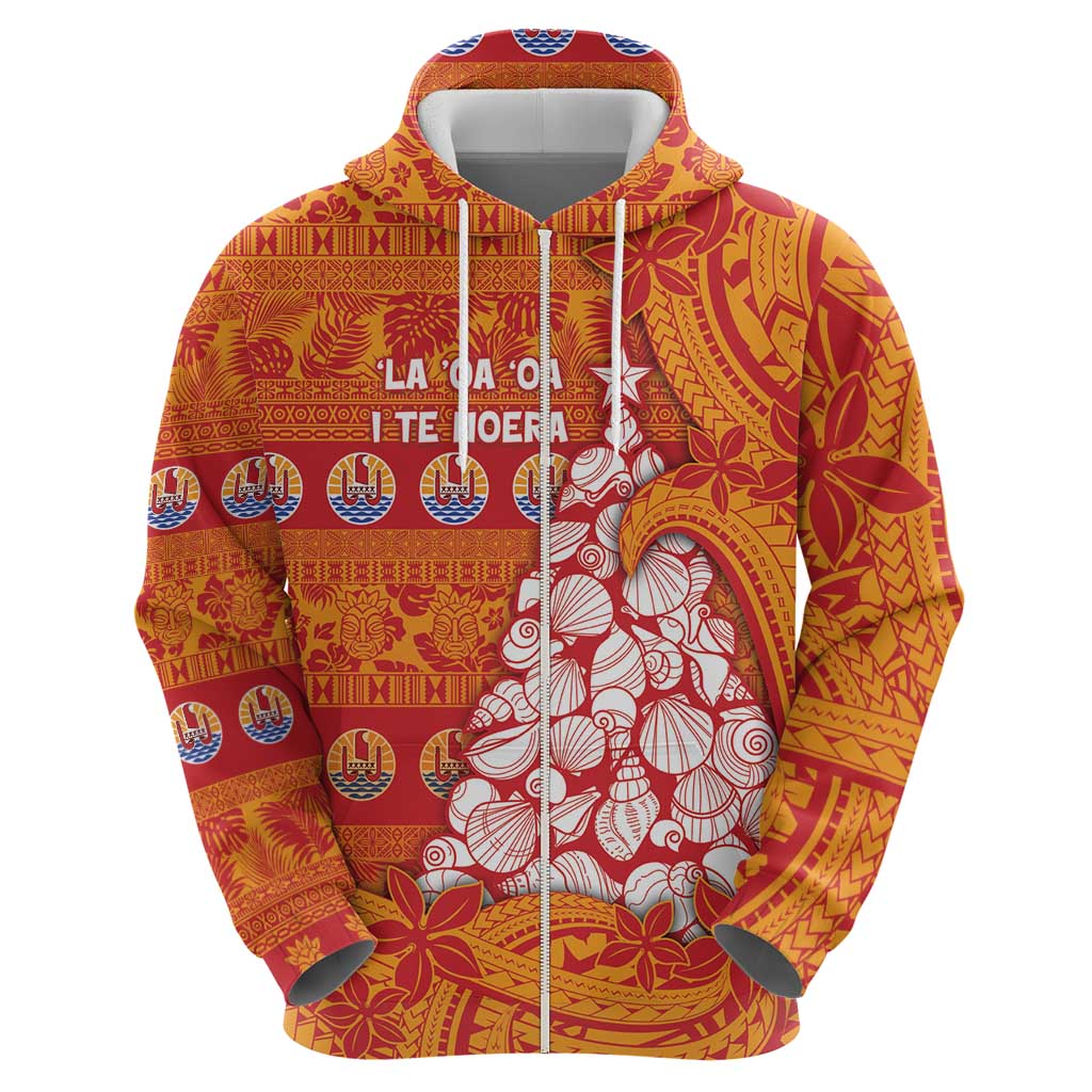French Polynesia Christmas Hoodie Seashell Xmas Tree Tribal Waves DT05 - Polynesian Pride