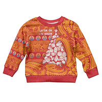 French Polynesia Christmas Kid Ugly Christmas Sweater Seashell Xmas Tree Tribal Waves DT05 Kid Orange - Polynesian Pride
