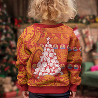 French Polynesia Christmas Kid Ugly Christmas Sweater Seashell Xmas Tree Tribal Waves DT05 - Polynesian Pride