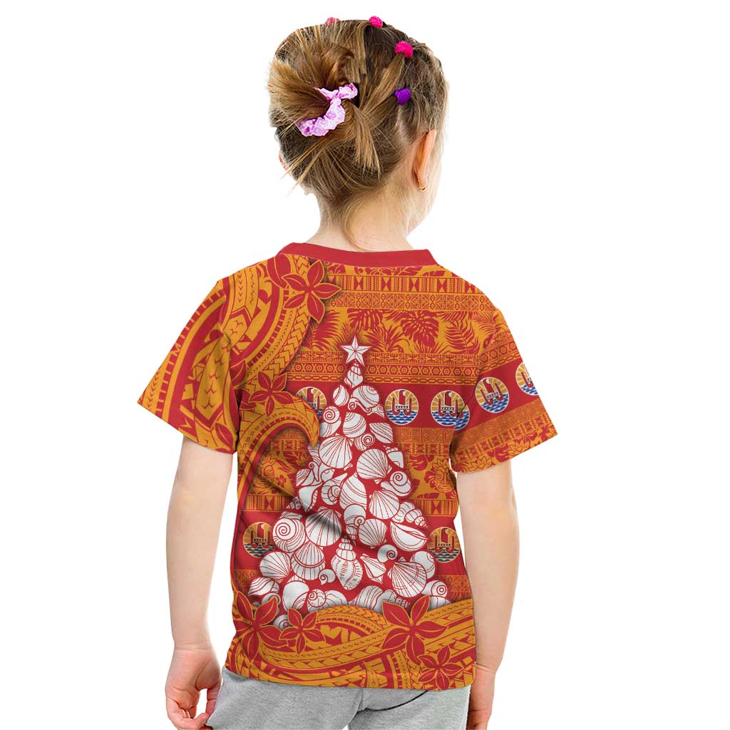 French Polynesia Christmas Kid T Shirt Seashell Xmas Tree Tribal Waves DT05 - Polynesian Pride