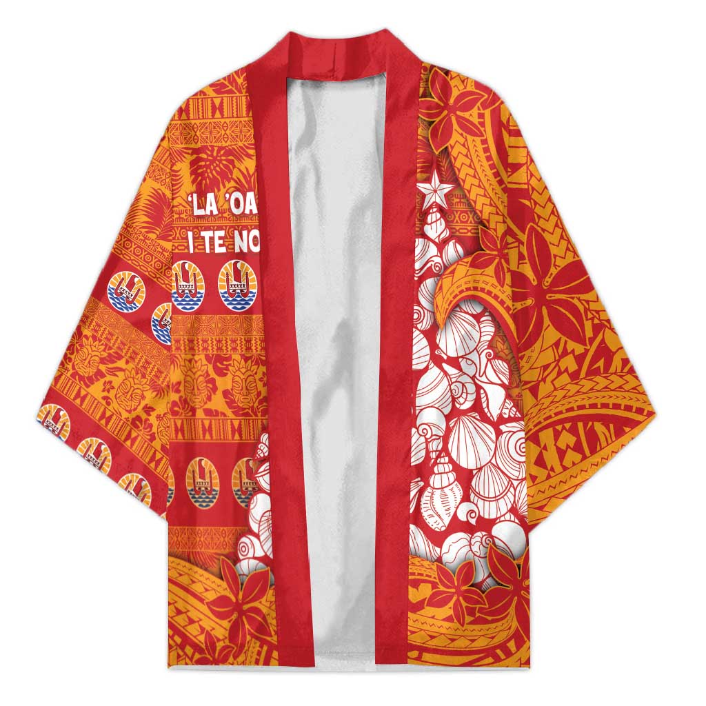 French Polynesia Christmas Kimono Seashell Xmas Tree Tribal Waves - Polynesian Pride