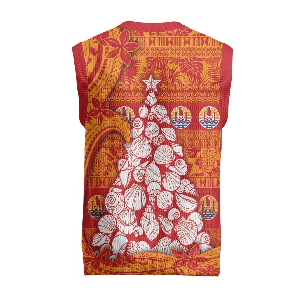 French Polynesia Christmas Knitted V-Neck Vest Seashell Xmas Tree Tribal Waves DT05 - Polynesian Pride