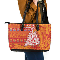 French Polynesia Christmas Leather Tote Bag Seashell Xmas Tree Tribal Waves DT05 - Polynesian Pride