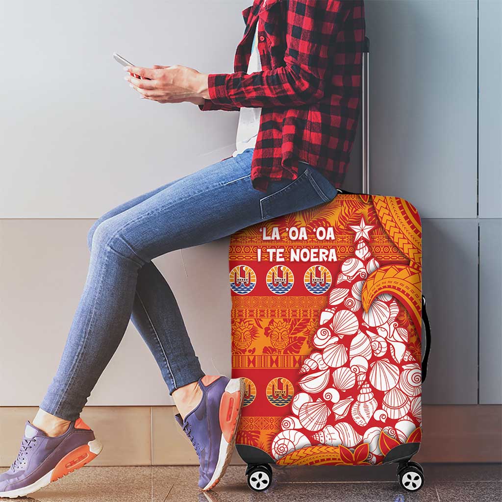 French Polynesia Christmas Luggage Cover Seashell Xmas Tree Tribal Waves DT05 - Polynesian Pride
