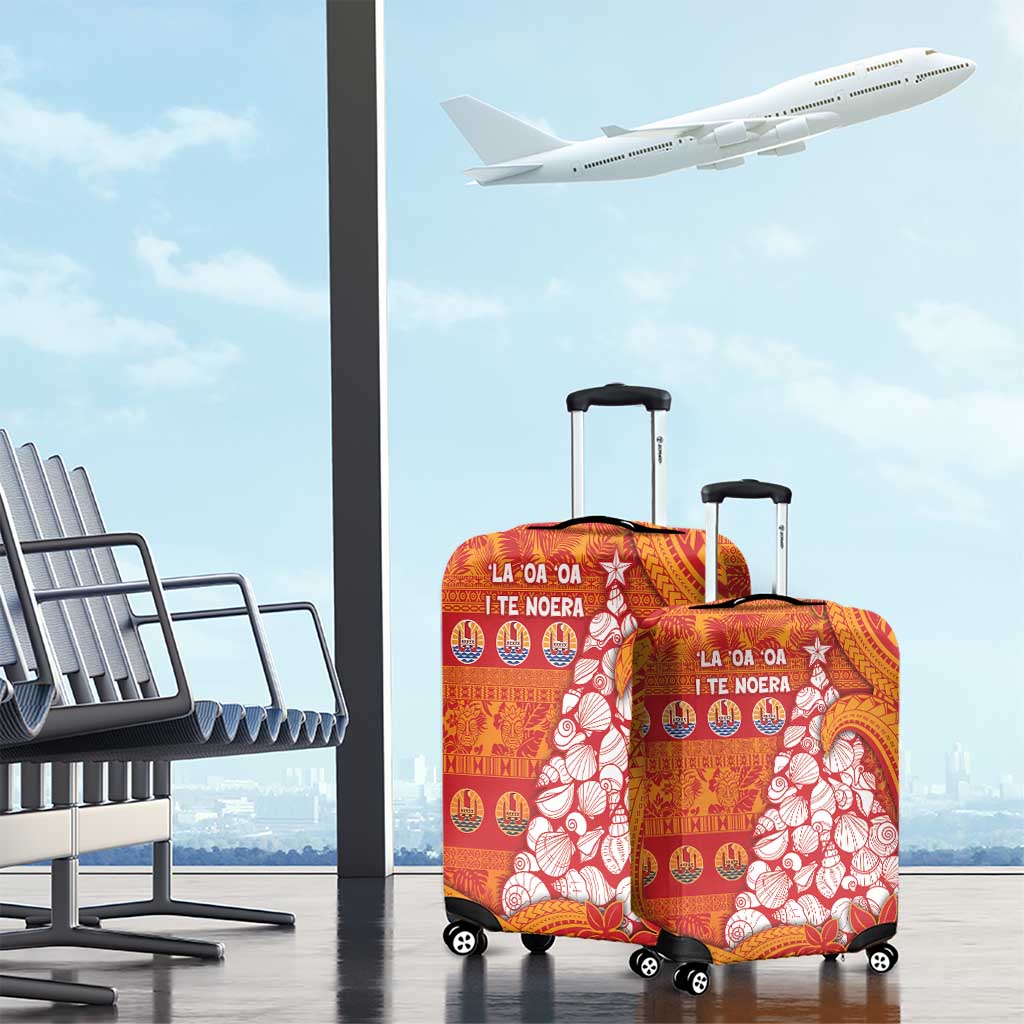 French Polynesia Christmas Luggage Cover Seashell Xmas Tree Tribal Waves DT05 - Polynesian Pride