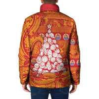 French Polynesia Christmas Padded Jacket Seashell Xmas Tree Tribal Waves DT05 - Polynesian Pride