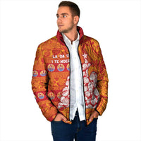 French Polynesia Christmas Padded Jacket Seashell Xmas Tree Tribal Waves DT05 - Polynesian Pride