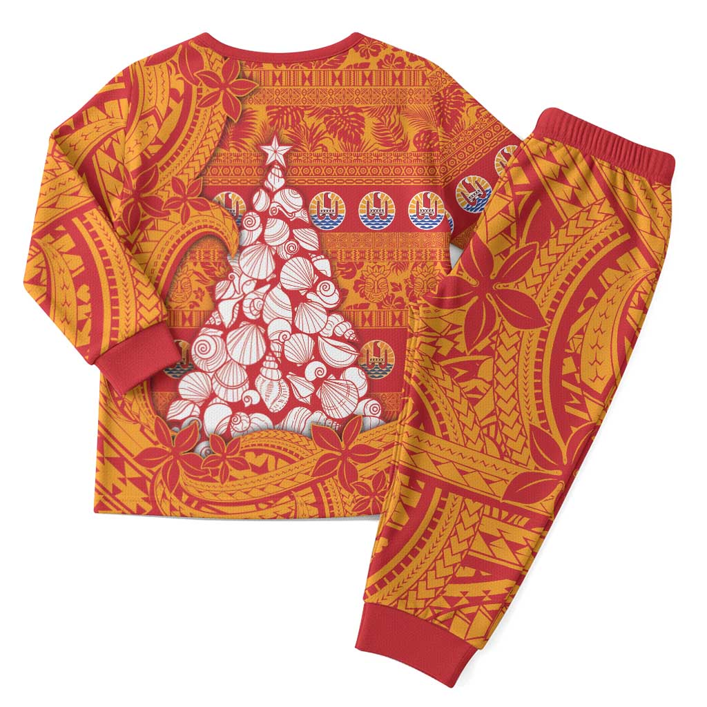 French Polynesia Christmas Pajama Set Seashell Xmas Tree Tribal Waves DT05 - Polynesian Pride