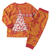 French Polynesia Christmas Pajama Set Seashell Xmas Tree Tribal Waves DT05 - Polynesian Pride