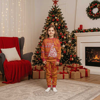 French Polynesia Christmas Pajama Set Seashell Xmas Tree Tribal Waves DT05 Kid Orange - Polynesian Pride