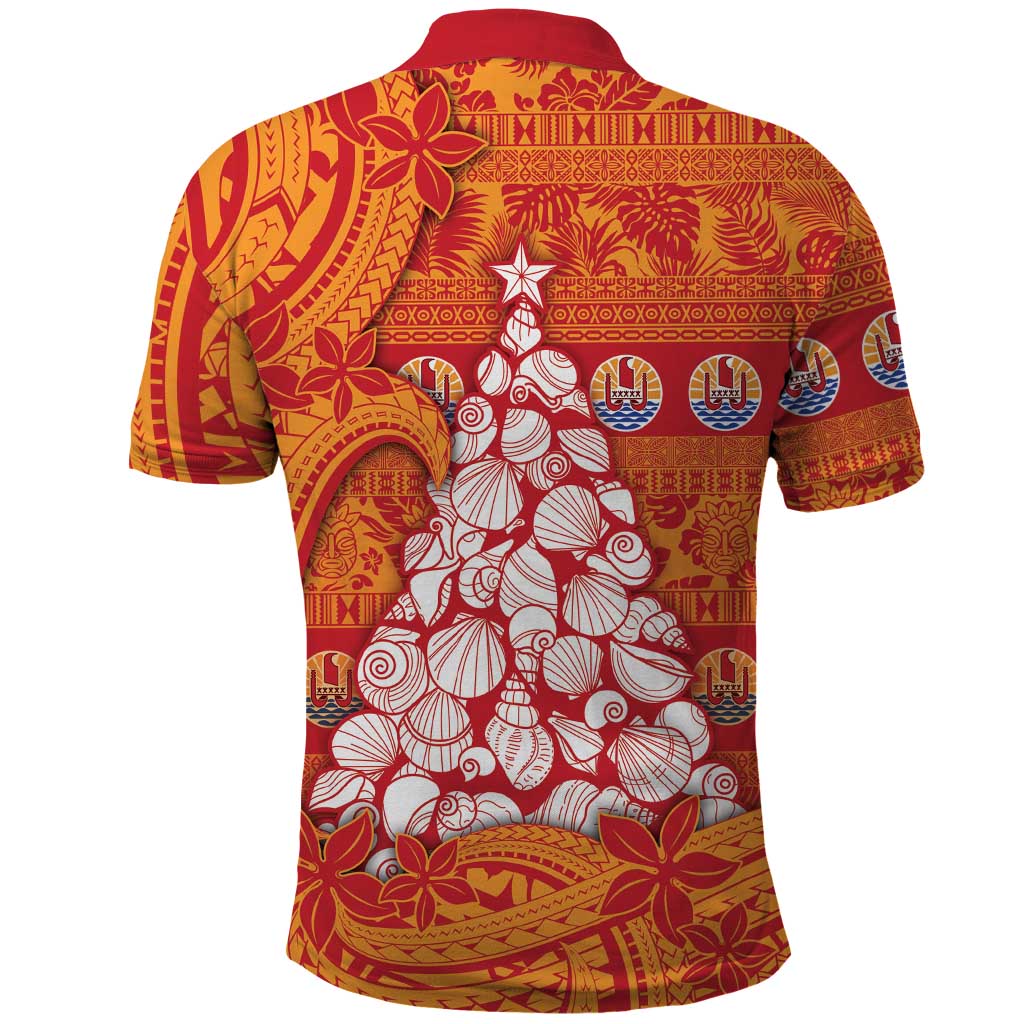 French Polynesia Christmas Polo Shirt Seashell Xmas Tree Tribal Waves DT05 - Polynesian Pride