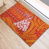 French Polynesia Christmas Rubber Doormat Seashell Xmas Tree Tribal Waves DT05 - Polynesian Pride