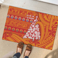 French Polynesia Christmas Rubber Doormat Seashell Xmas Tree Tribal Waves DT05 - Polynesian Pride