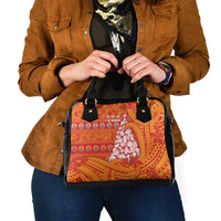 French Polynesia Christmas Shoulder Handbag Seashell Xmas Tree Tribal Waves DT05 - Polynesian Pride