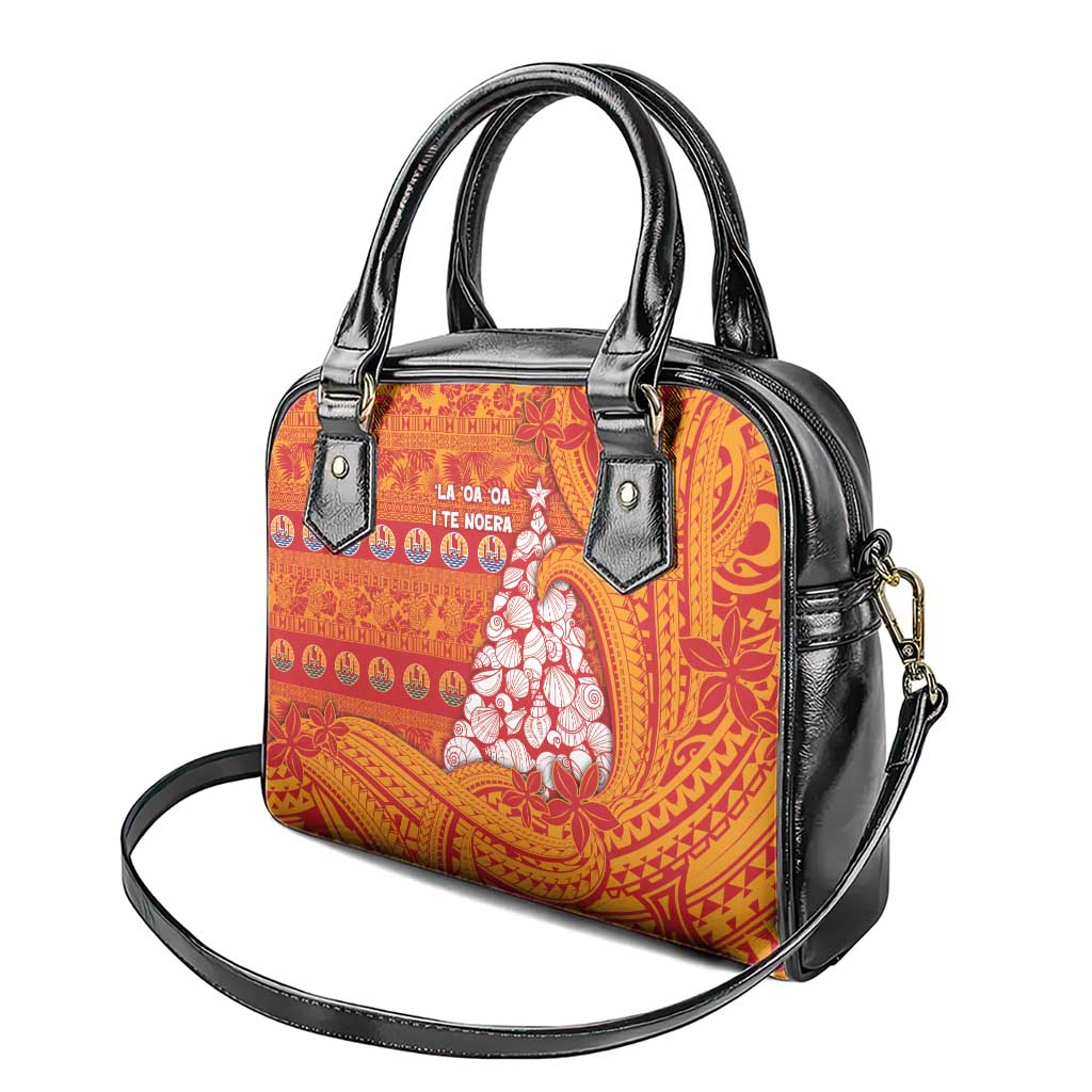 French Polynesia Christmas Shoulder Handbag Seashell Xmas Tree Tribal Waves DT05 - Polynesian Pride