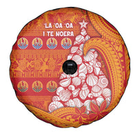 French Polynesia Christmas Spare Tire Cover Seashell Xmas Tree Tribal Waves - Polynesian Pride