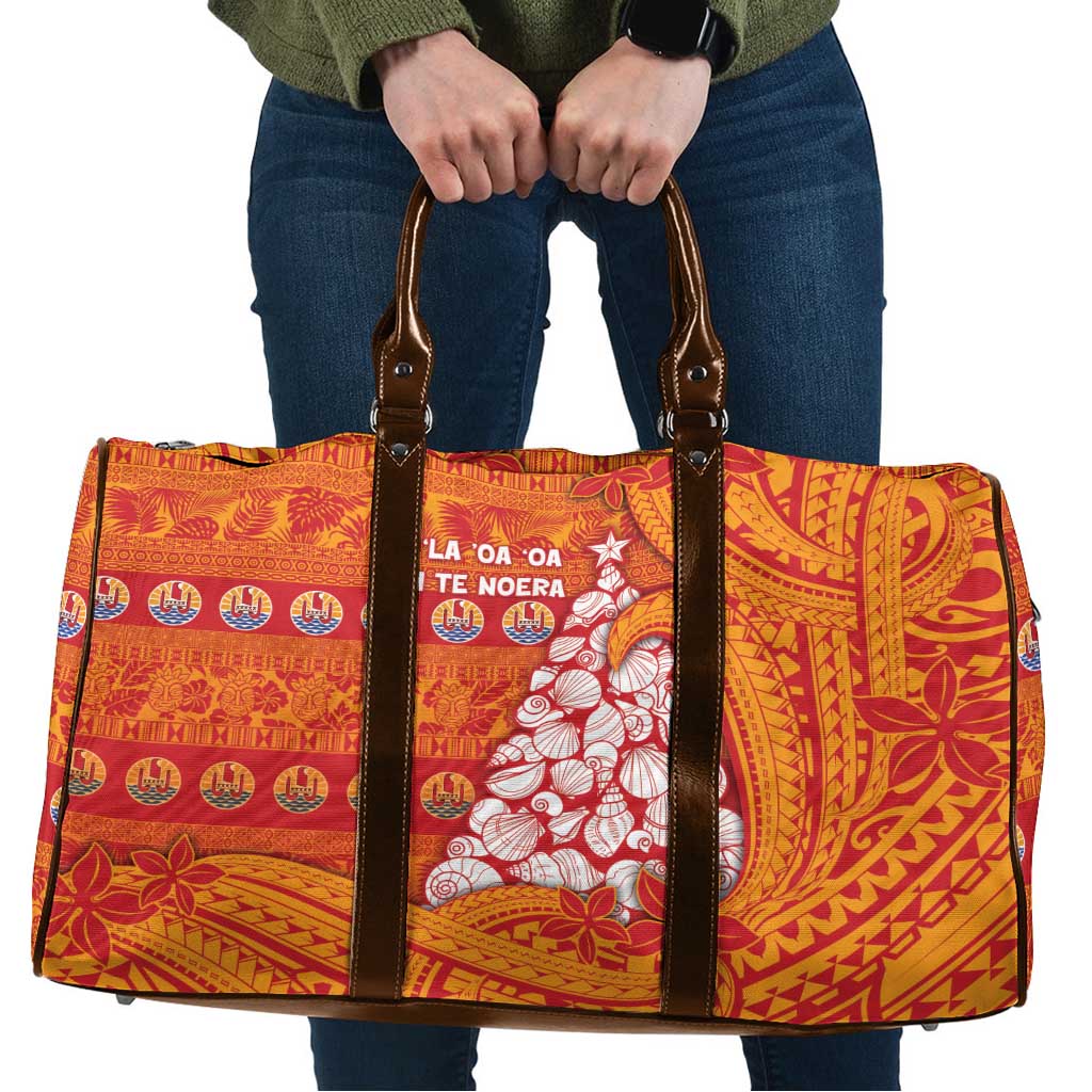 French Polynesia Christmas Travel Bag Seashell Xmas Tree Tribal Waves DT05 Orange - Polynesian Pride