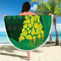 Cook Islands Christmas Beach Blanket Seashell Xmas Tree Tribal Waves - Polynesian Pride