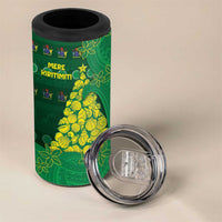 Cook Islands Christmas 4 in 1 Can Cooler Tumbler Seashell Xmas Tree Tribal Waves - Polynesian Pride