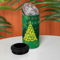 Cook Islands Christmas 4 in 1 Can Cooler Tumbler Seashell Xmas Tree Tribal Waves - Polynesian Pride