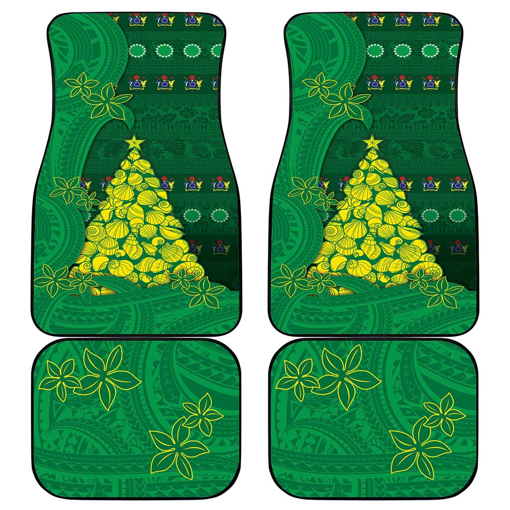 Cook Islands Christmas Car Mats Seashell Xmas Tree Tribal Waves - Polynesian Pride