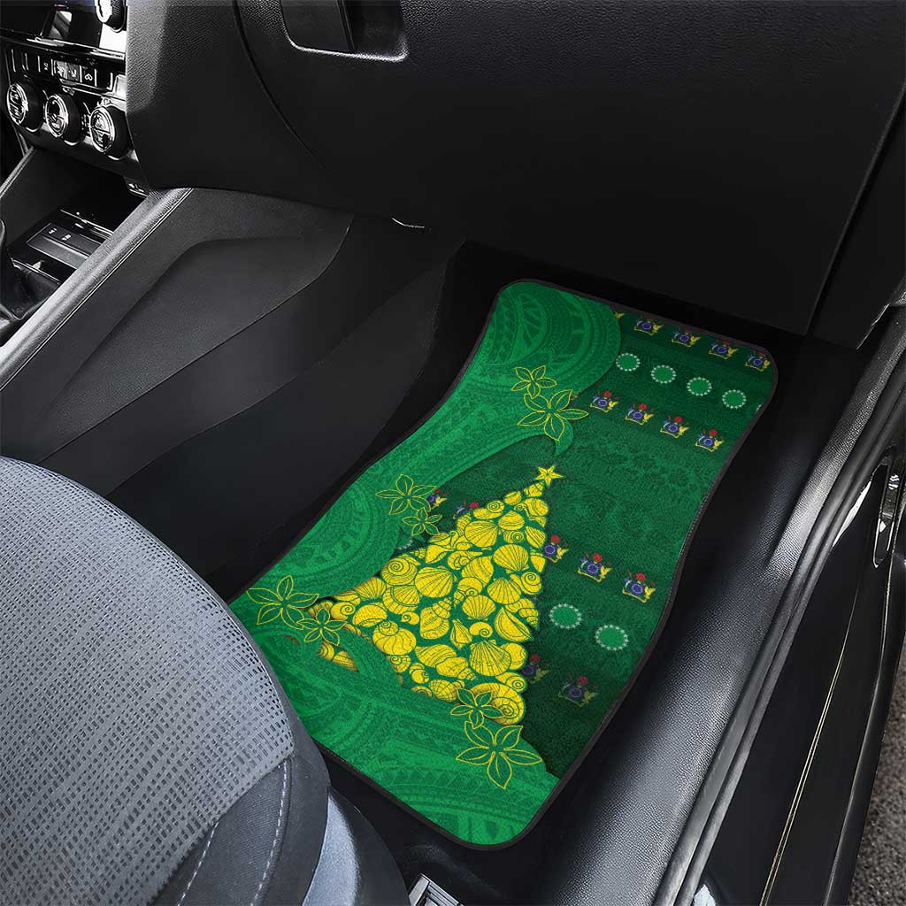 Cook Islands Christmas Car Mats Seashell Xmas Tree Tribal Waves - Polynesian Pride