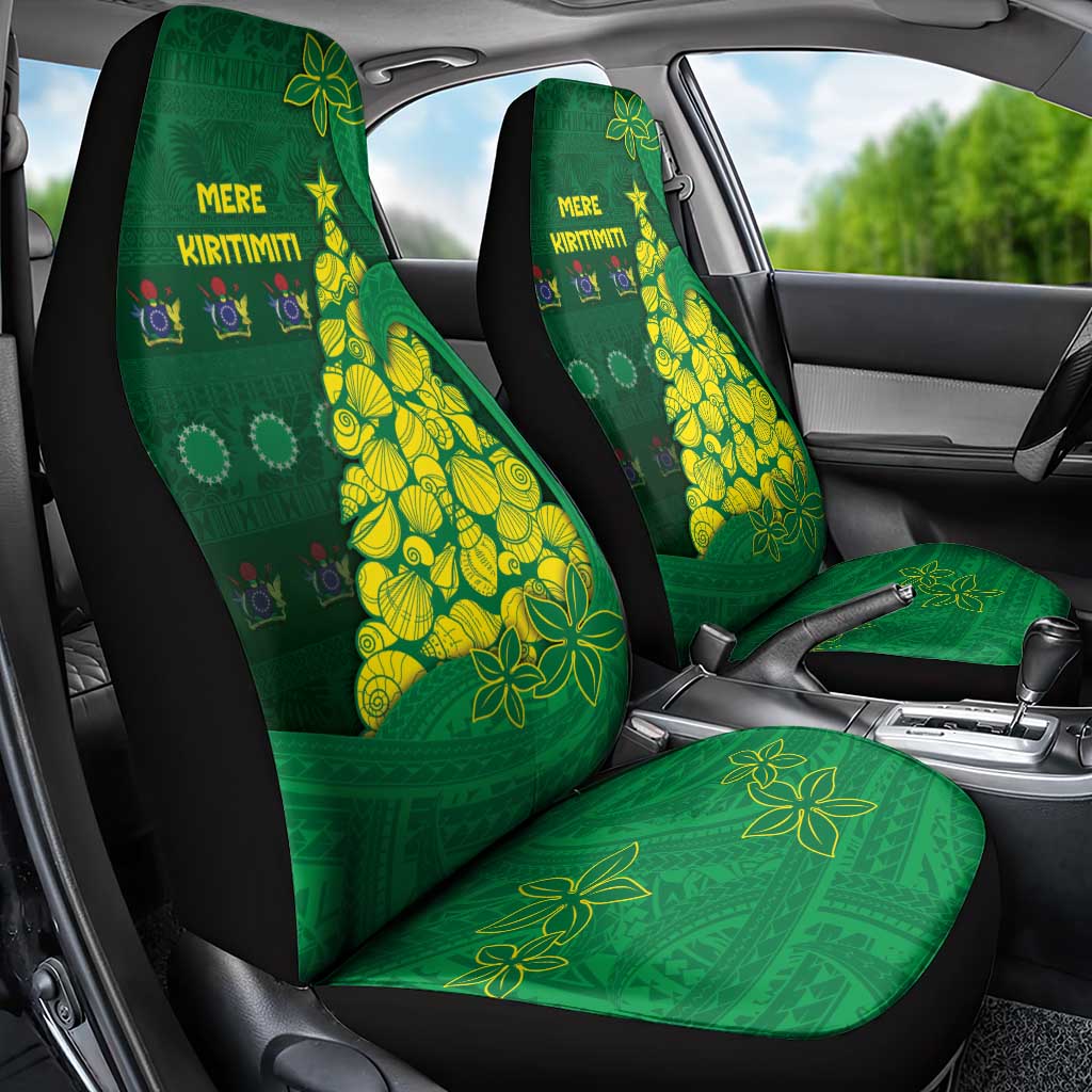 Cook Islands Christmas Car Seat Cover Seashell Xmas Tree Tribal Waves - Polynesian Pride