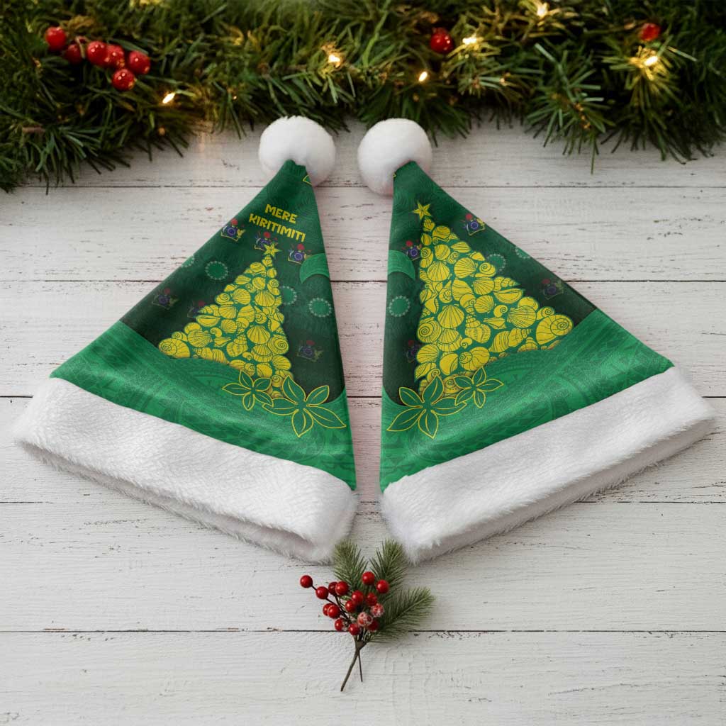 Cook Islands Christmas Santa Hat Seashell Xmas Tree Tribal Waves - Polynesian Pride