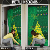 Cook Islands Christmas Door Cover Seashell Xmas Tree Tribal Waves - Polynesian Pride