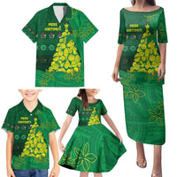 Cook Islands Christmas Family Matching Puletasi and Hawaiian Shirt Seashell Xmas Tree Tribal Waves - Polynesian Pride